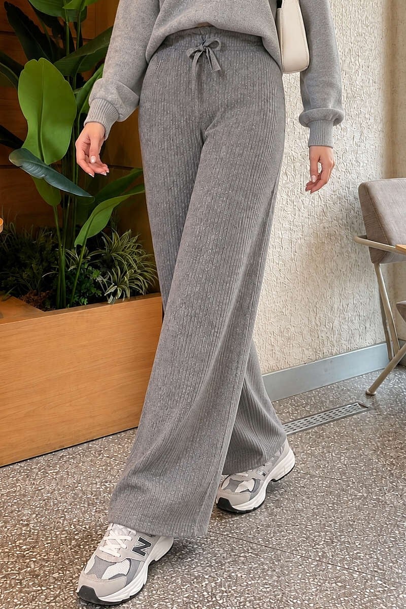 Bel Lastikli Fitilli Kaşkorse Pantolon Füme