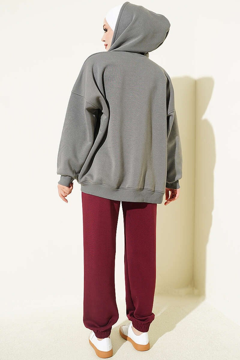 Bel Lastikli Loyşa Pantolon Bordo