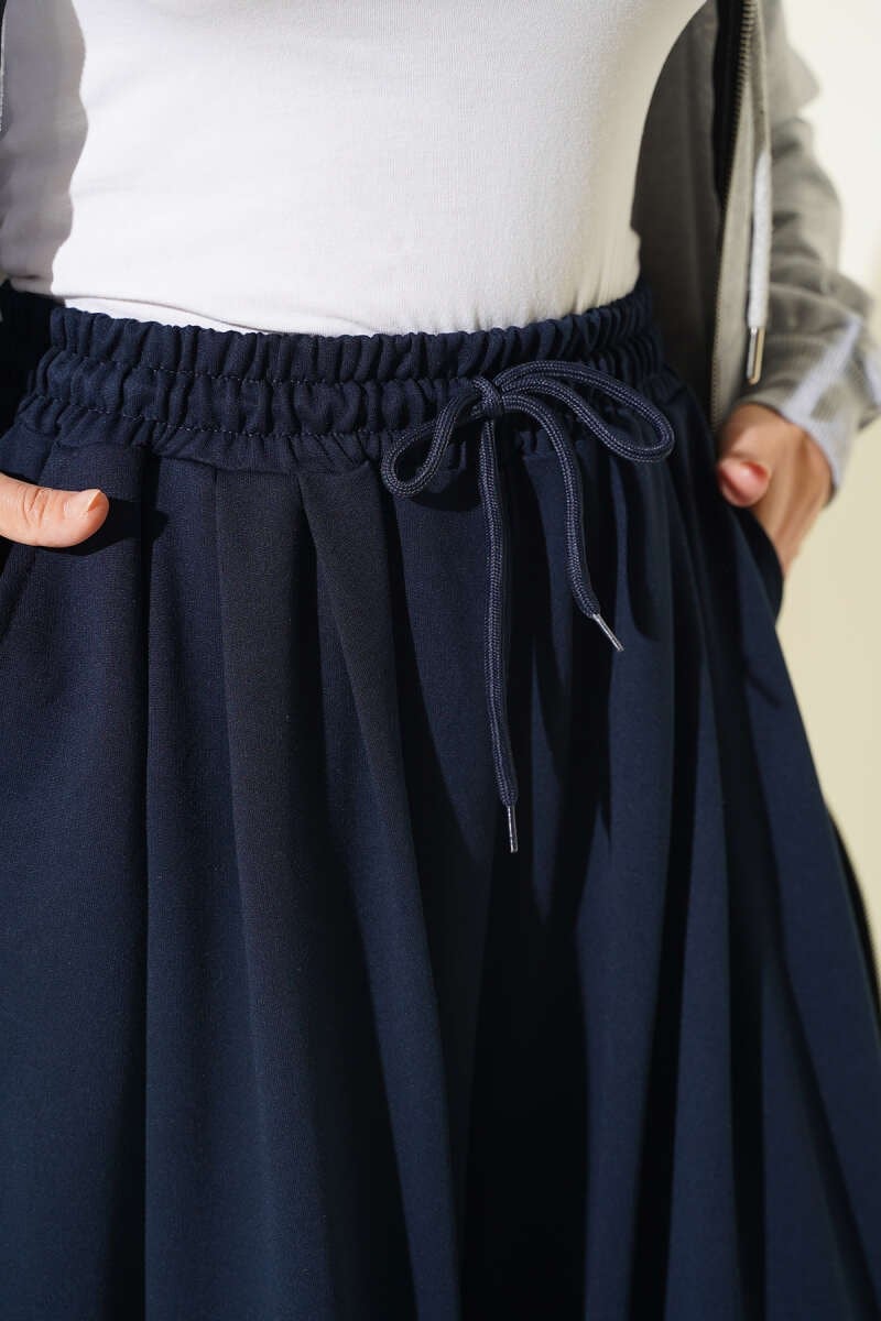 Bel Lastikli Salaş Loyşa Pantolon Lacivert