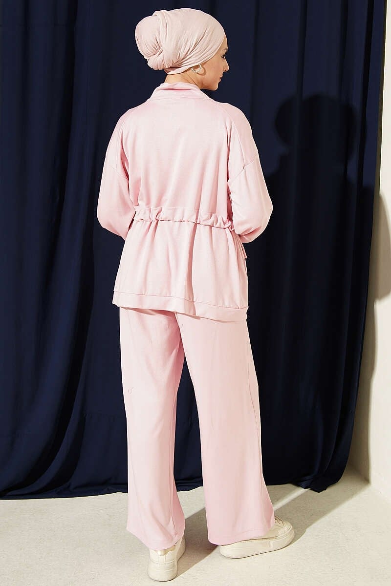 Bel Tünelli Cep Kapaklı İkili Takım Pembe