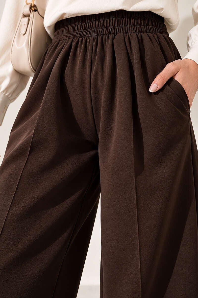 Beli Lastikli Dabıl Pantolon Kahve