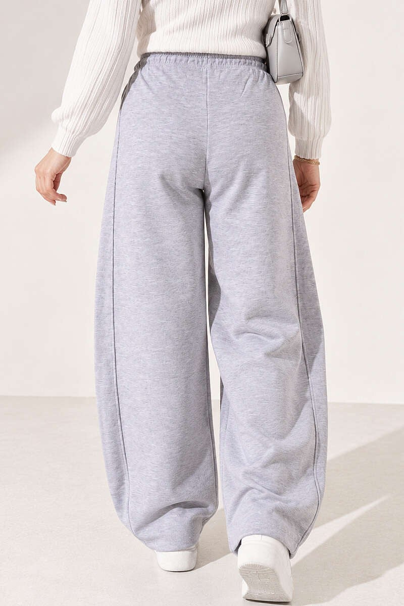 Beli Lastikli Oversize Pantolon Gri