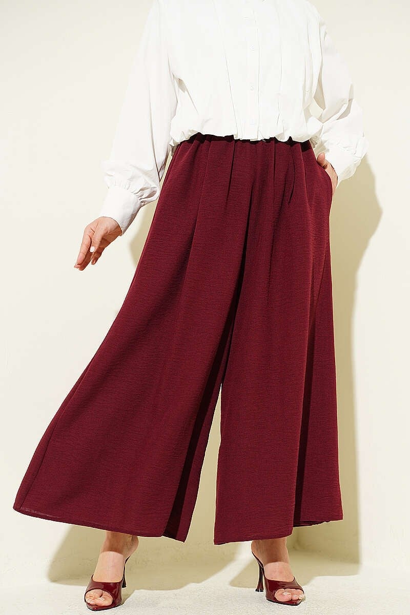 Beli Lastikli Pantolon Etek Bordo