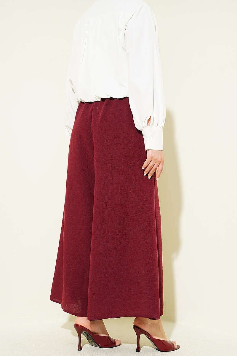 Beli Lastikli Pantolon Etek Bordo