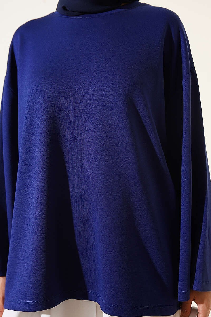 Bisiklet Yaka Basic Loyşa Tunik Lacivert