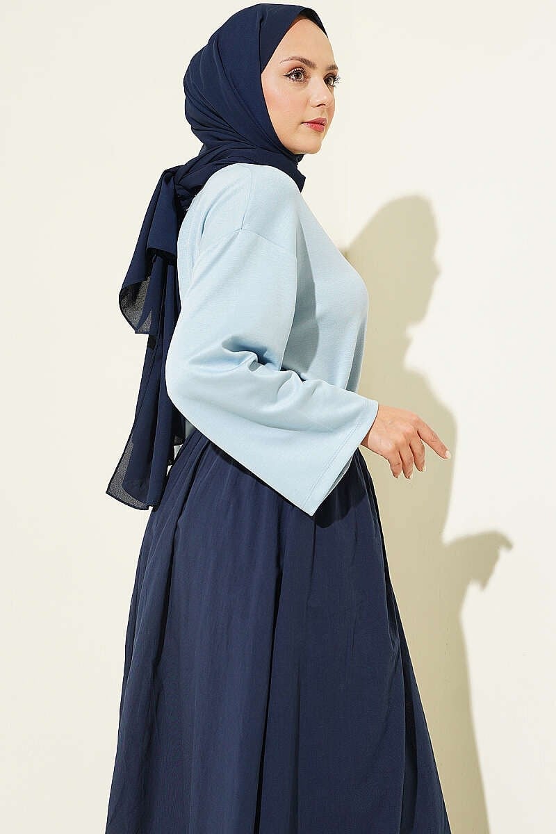 Bisiklet Yaka Basic Loyşa Tunik Mavi