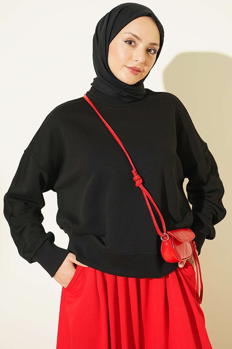 Bisiklet Yaka Basic Tunik Siyah