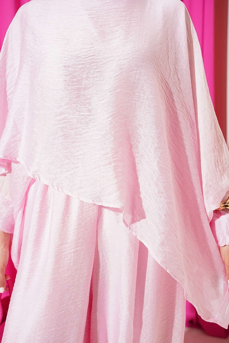 Bisiklet Yaka Şalvar İkili Takım Pembe