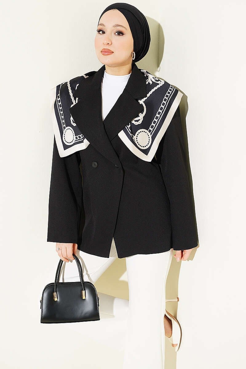 Çift Düğmeli Basic Blazer Ceket Siyah