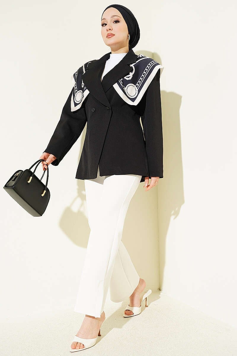 Çift Düğmeli Basic Blazer Ceket Siyah