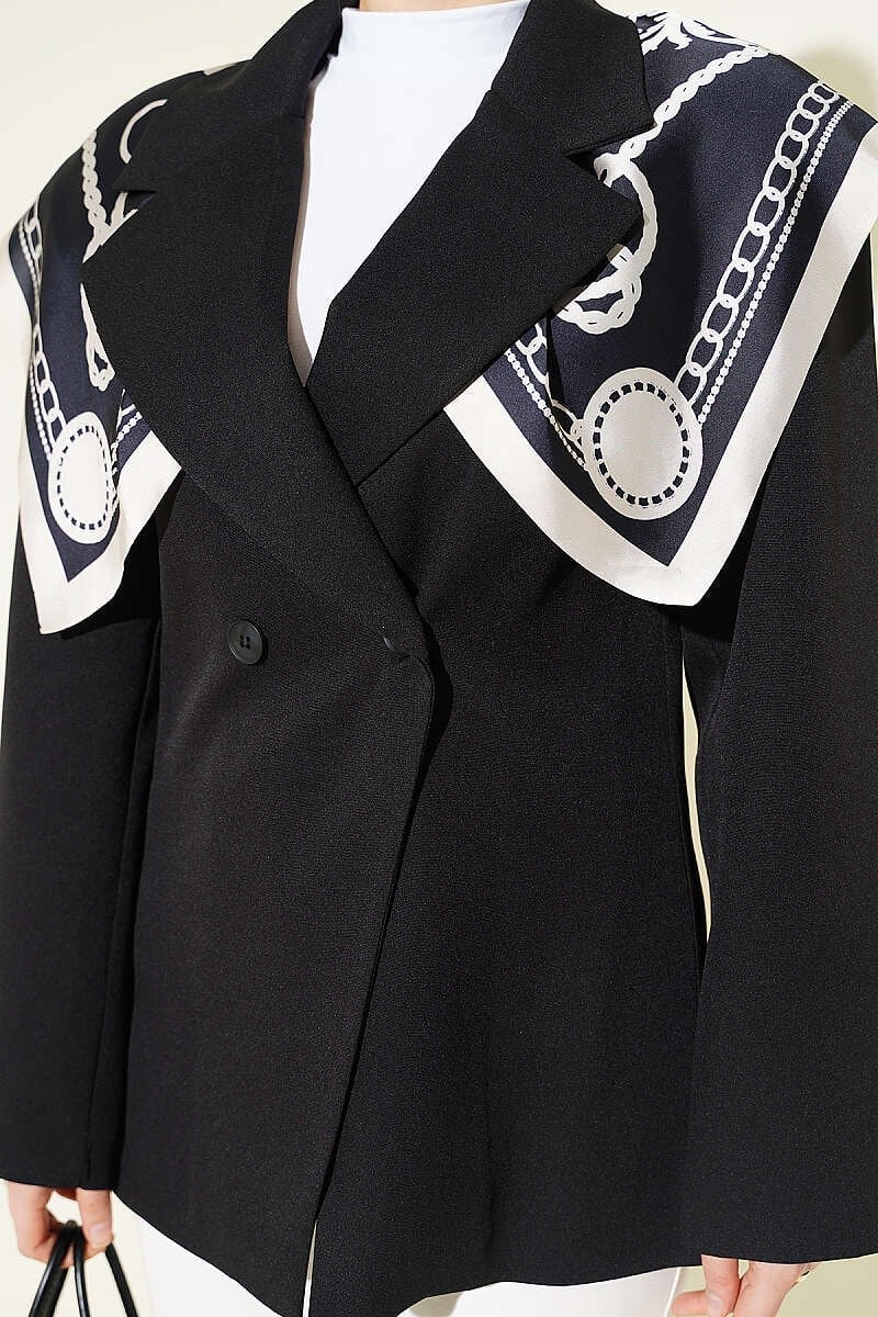 Çift Düğmeli Basic Blazer Ceket Siyah
