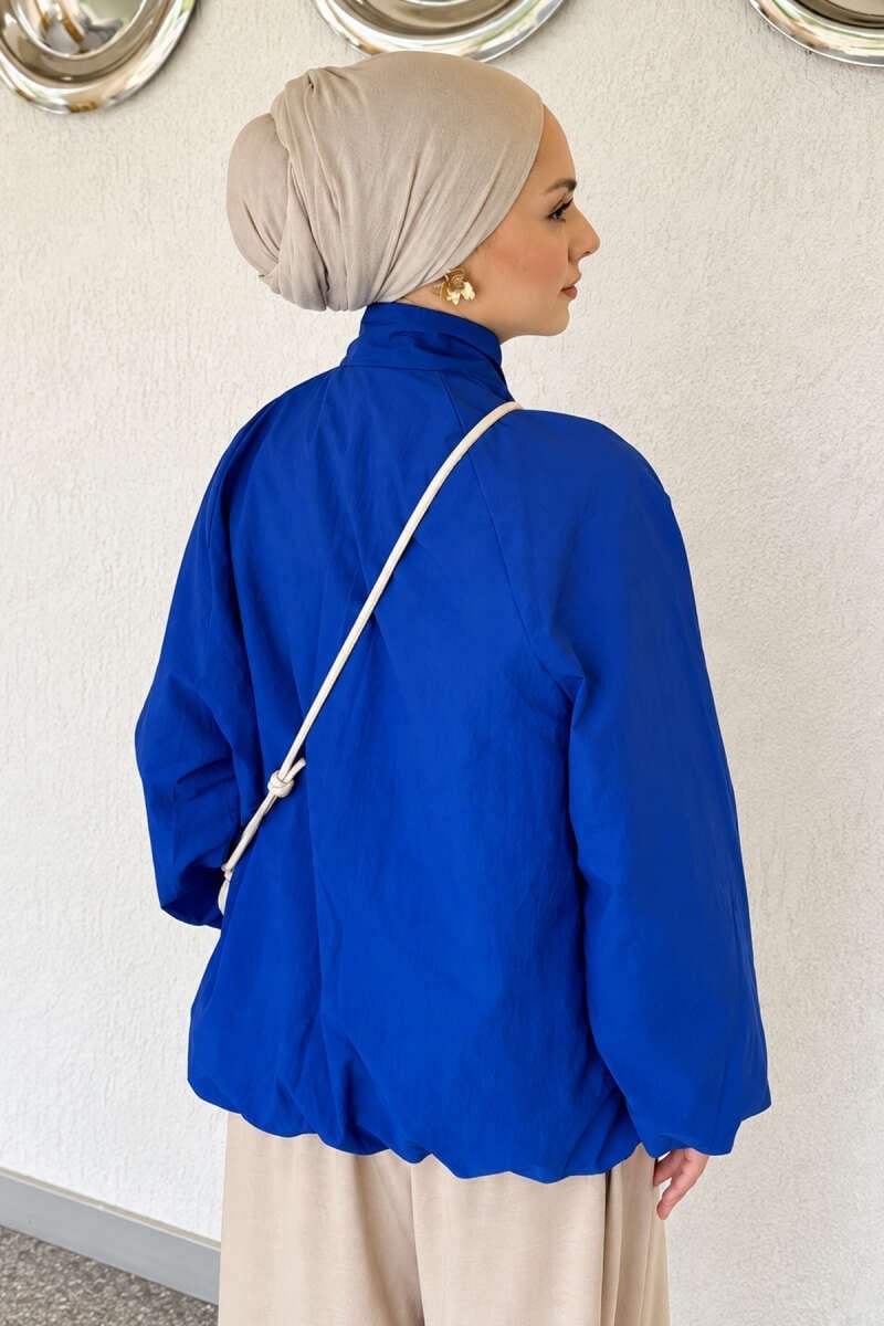 Çıtçıtlı Detaylı Paraşüt Ceket Saks
