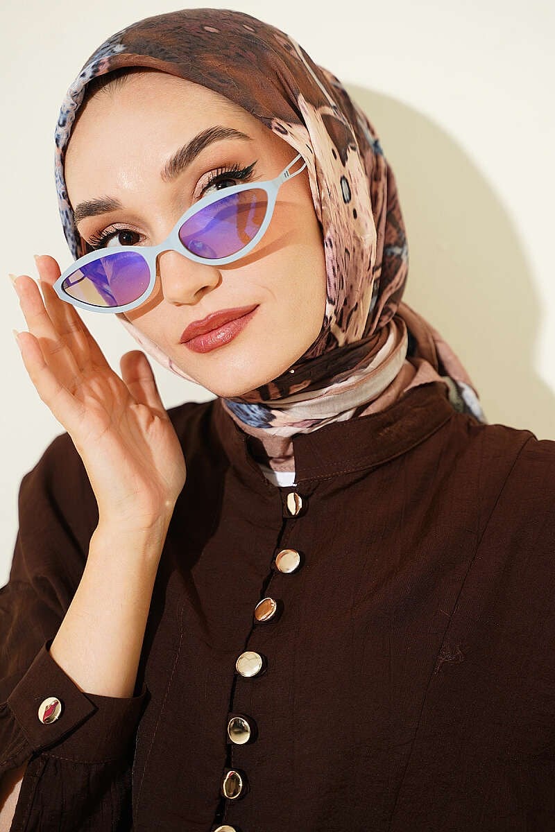 Desenli Ayda Bambu Kraş Eşarp Camel
