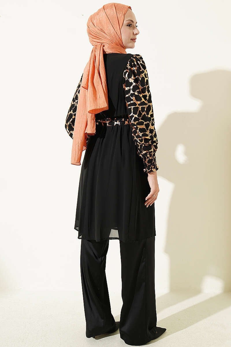 Dik Yaka Desenli Tunik Camel