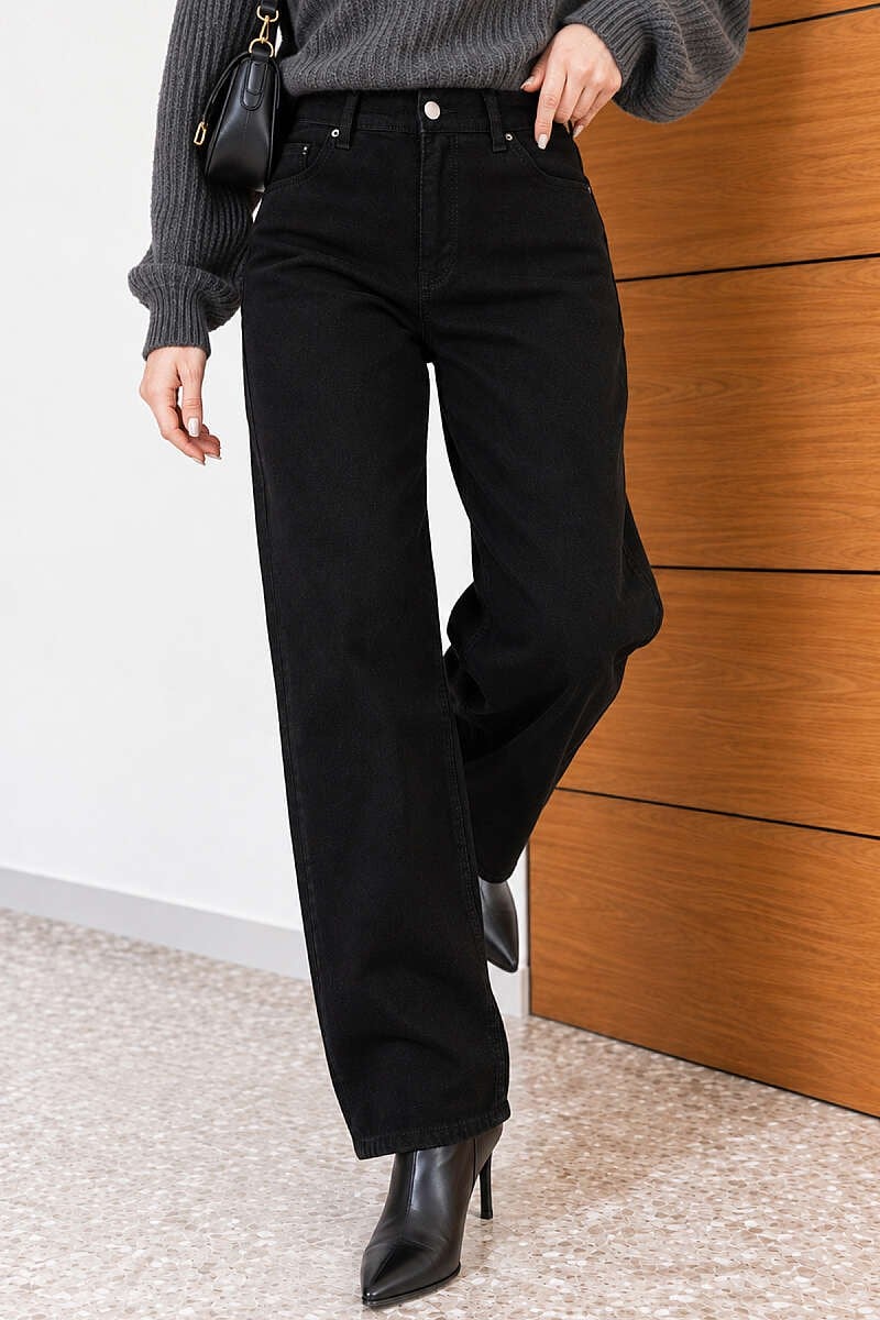 Düğmeli Baggy Pantolon Siyah