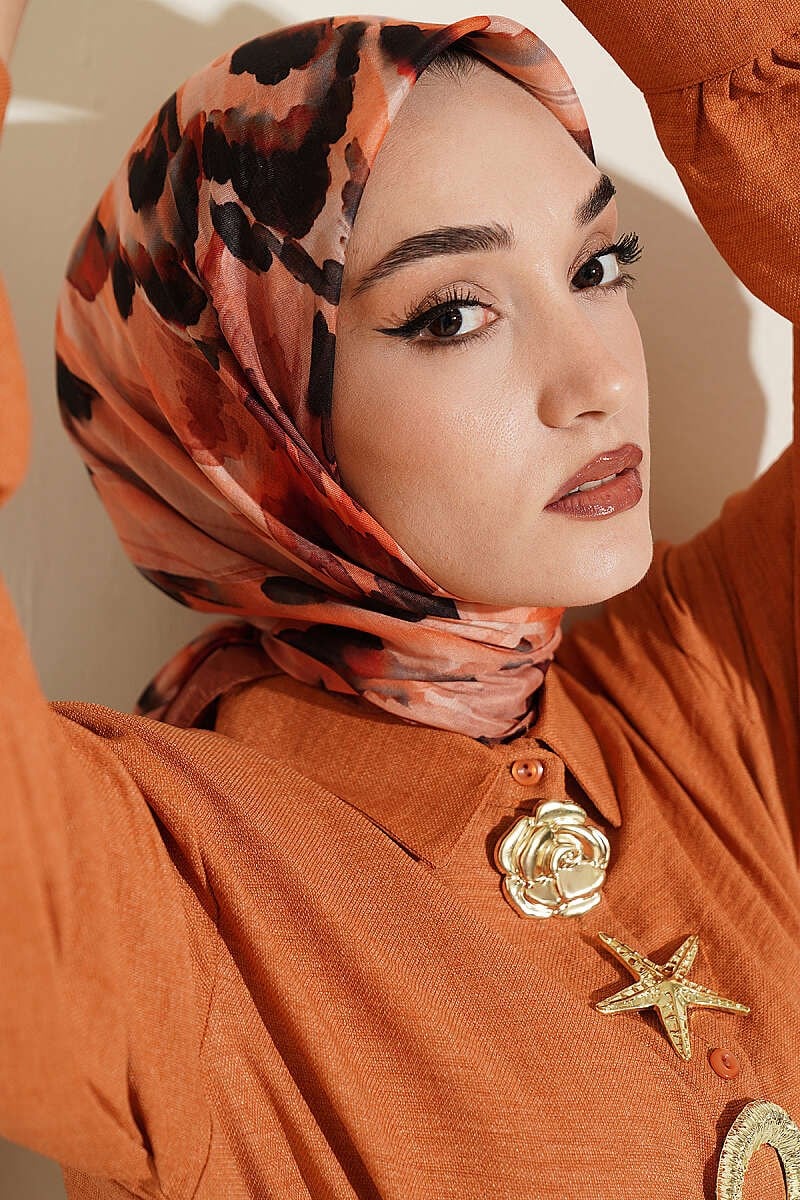 Fırça Desenli Soft Eşarp Camel