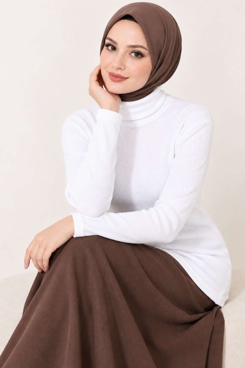 Fitilli Boğazlı Body Beyaz
