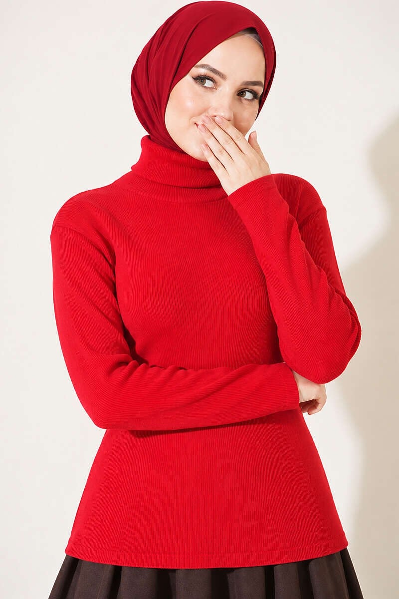 Fitilli Boğazlı Body Kırmızı
