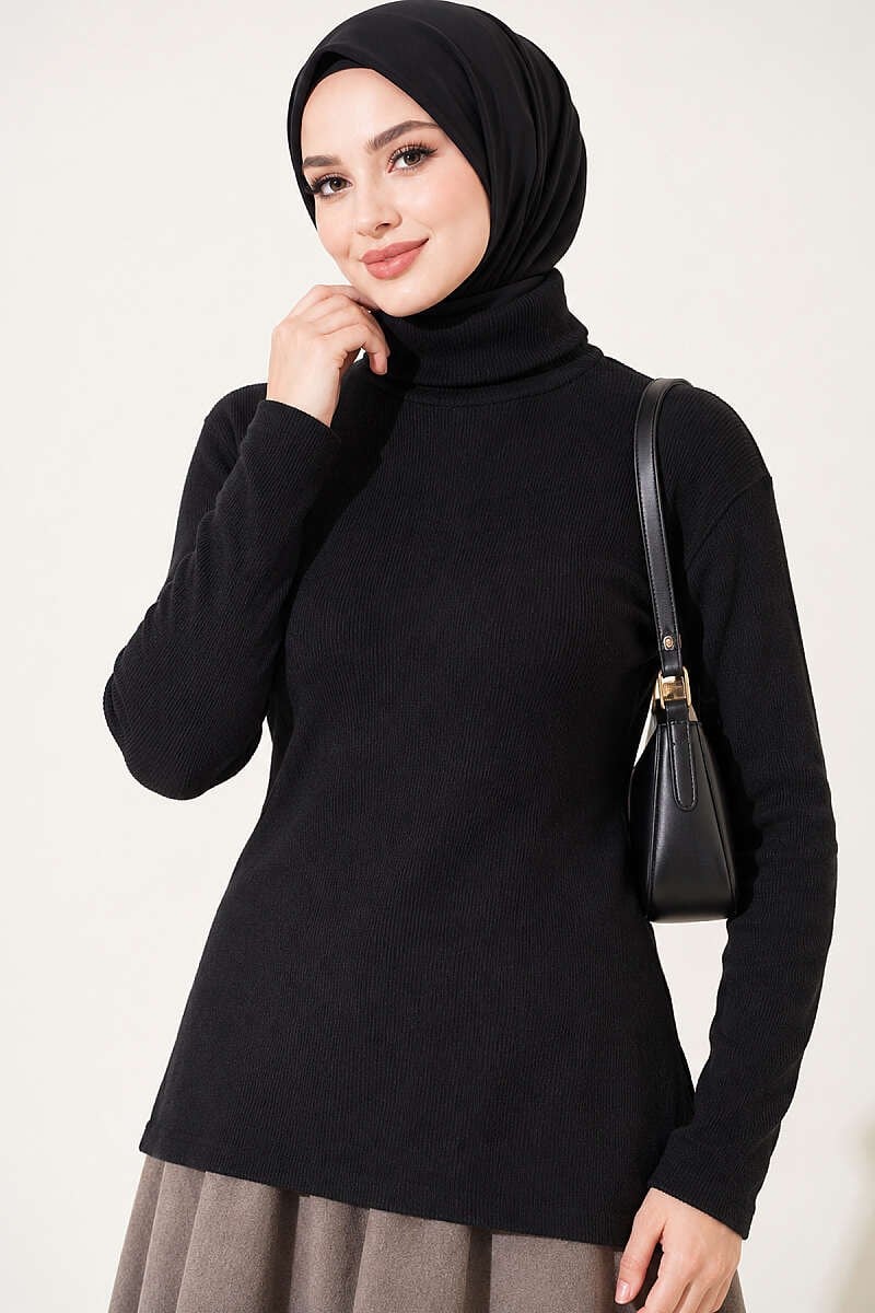 Fitilli Boğazlı Body Siyah