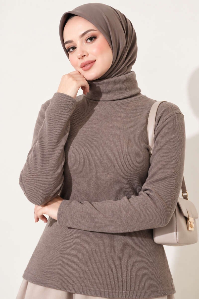 Fitilli Boğazlı Body Sütlü Kahve