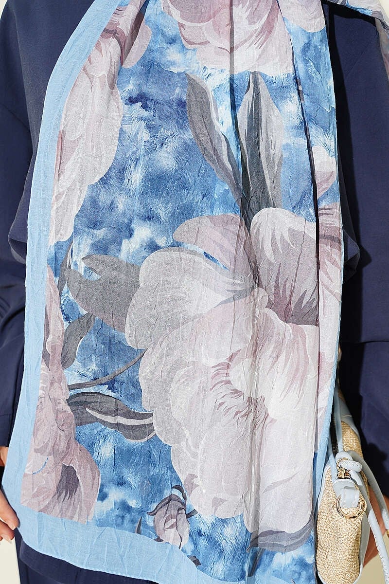 Floral Nature Bambu Kraş Şal Bebe Mavi