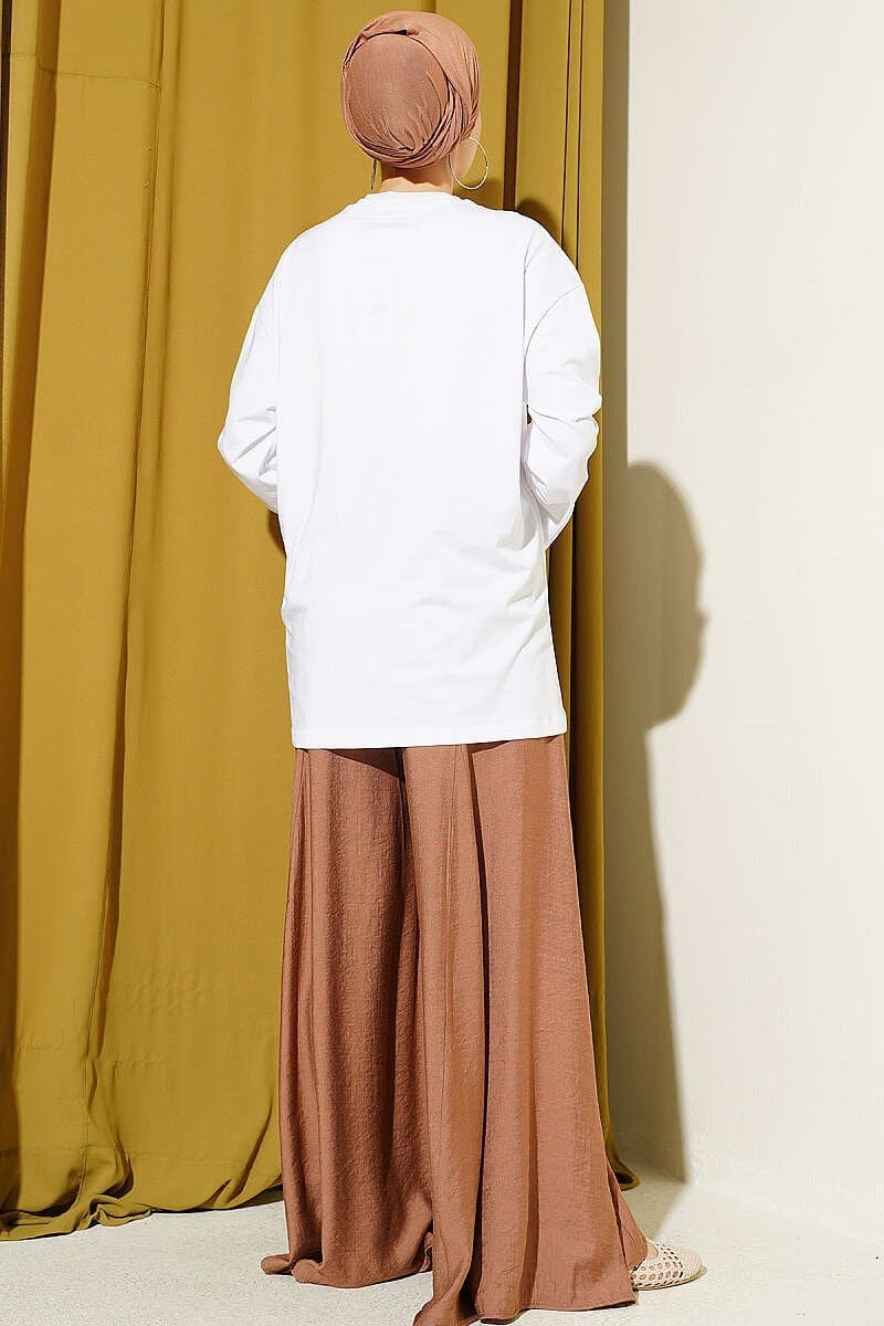 Geniş Kollu Basic Tunik Beyaz