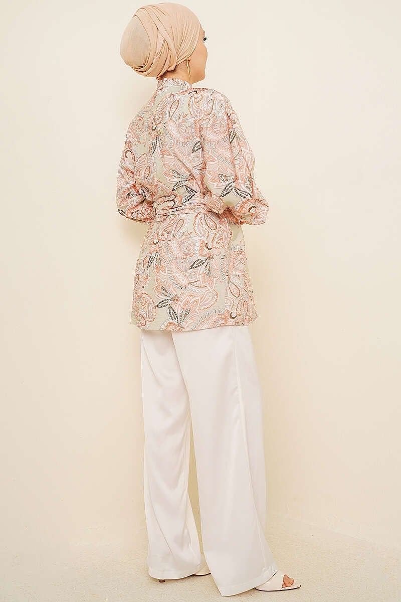 Gold Tokalı Paisley Desen Tunik Mint