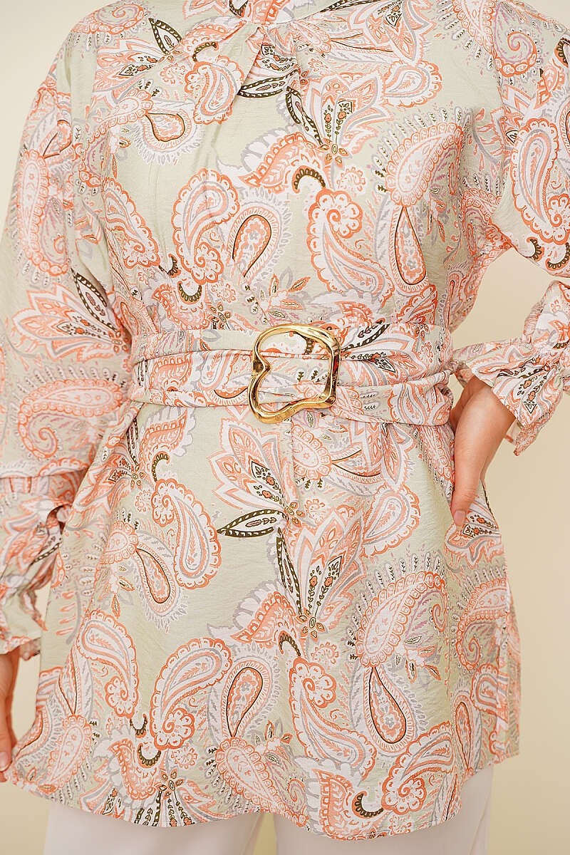 Gold Tokalı Paisley Desen Tunik Mint
