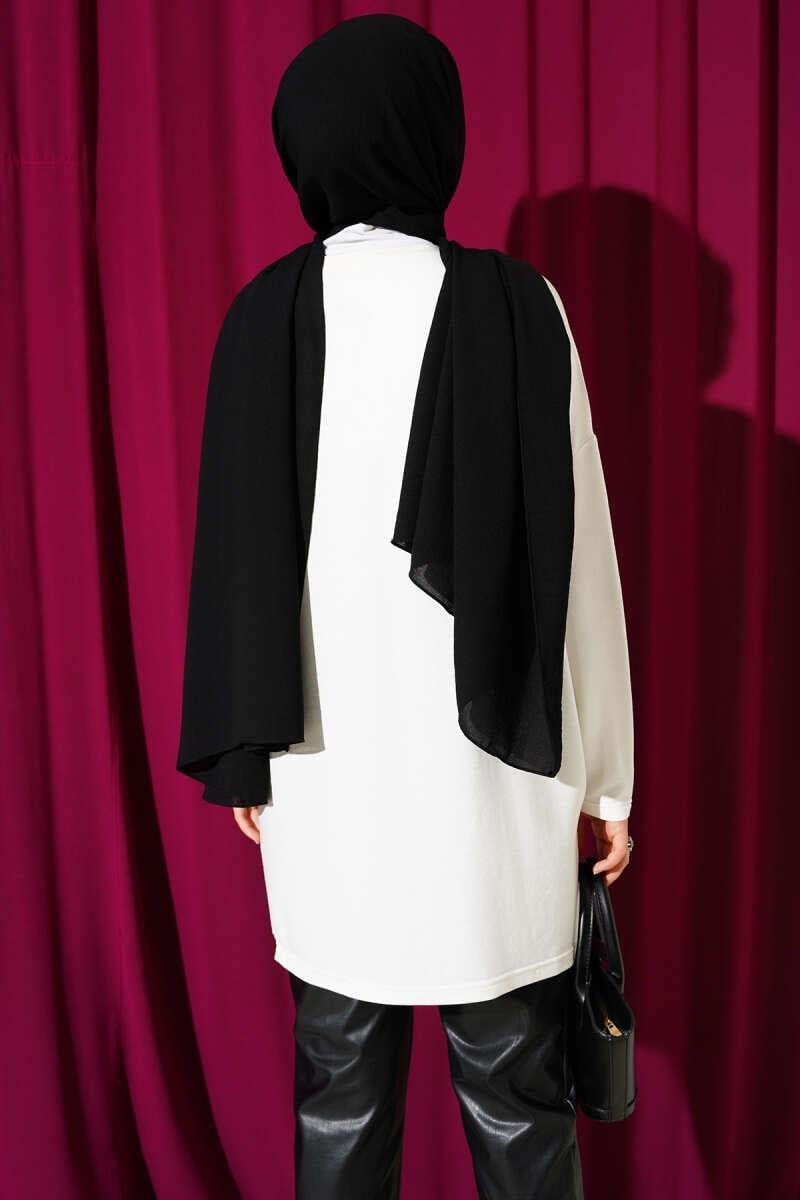 Kalp Detaylı Basic Tunik Ekru
