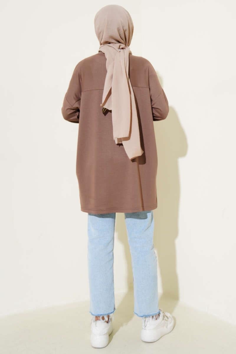 Kalp Detaylı Basic Tunik Vizon
