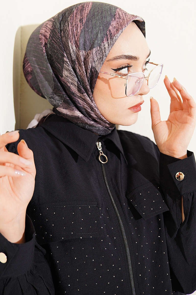 Karışık Desen Bambu Kraş Ayda Eşarp Bej