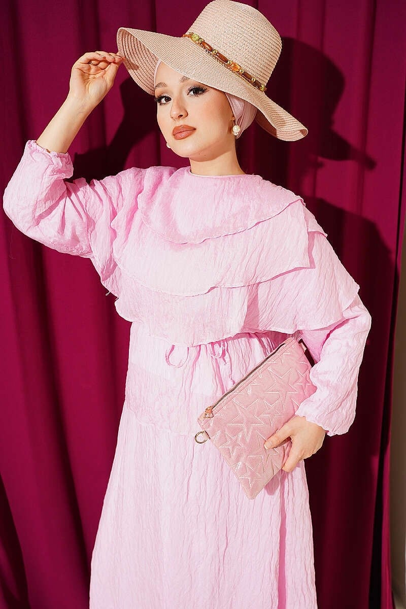 Kat Kat Bluzlu Etekli İkili Takım Pembe