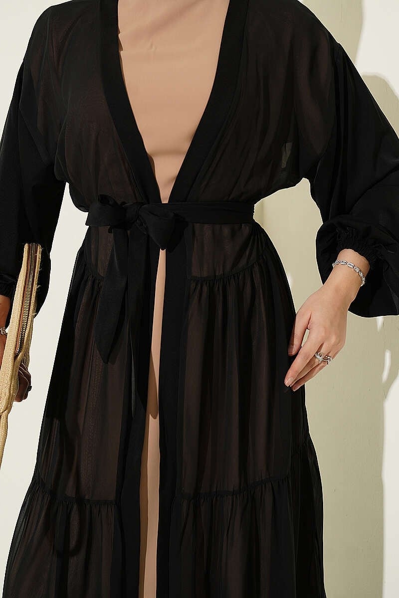 Katlı İkili Abaya Takım Bej