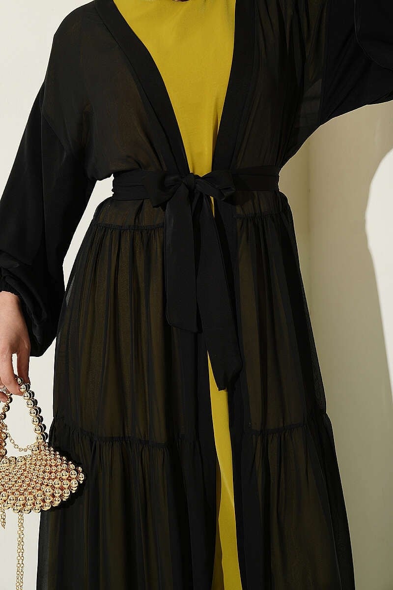 Katlı İkili Abaya Takım Yağ Yeşili