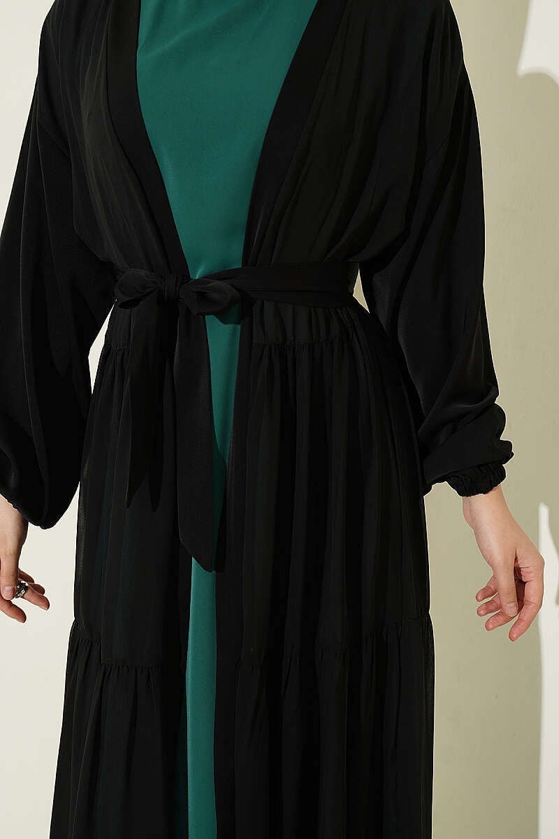 Katlı İkili Abaya Takım Zümrüt