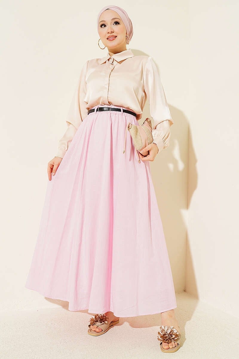 Kemerli Vual Etek Pembe