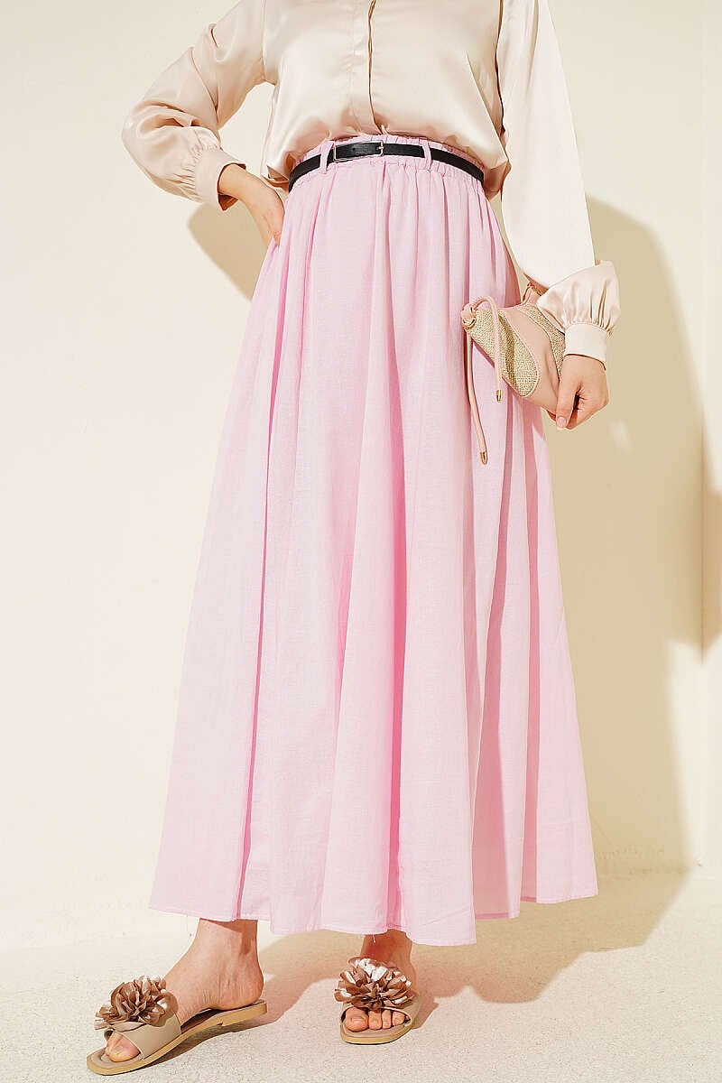 Kemerli Vual Etek Pembe