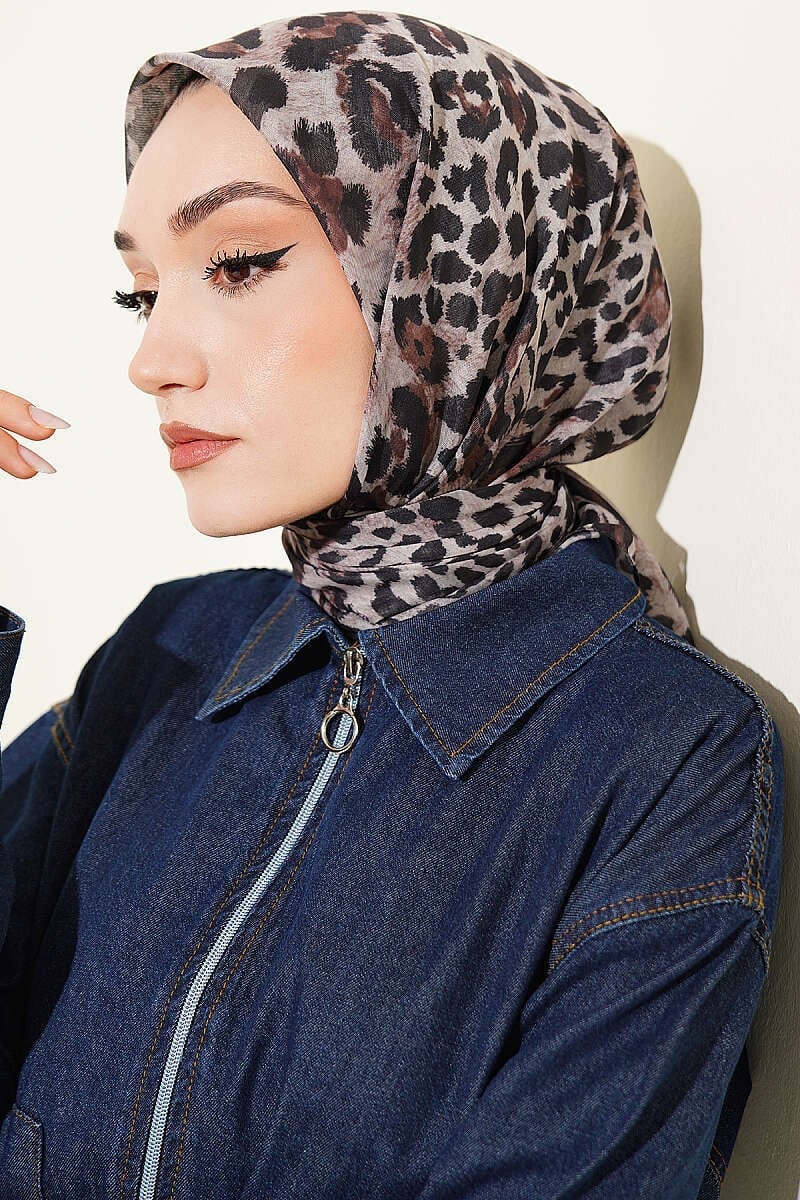 Leopar Serisi Cotton Eşarp Asorti 15