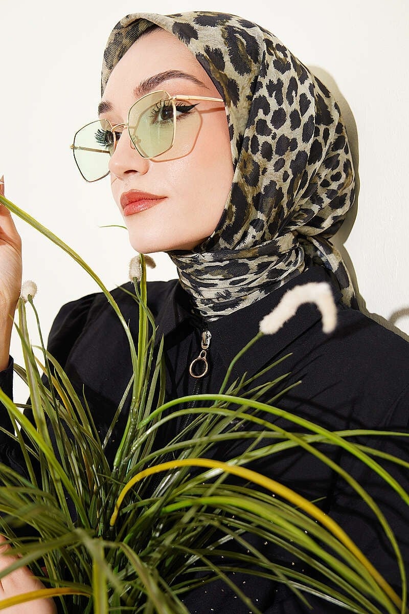 Leopar Serisi Cotton Eşarp Asorti 3
