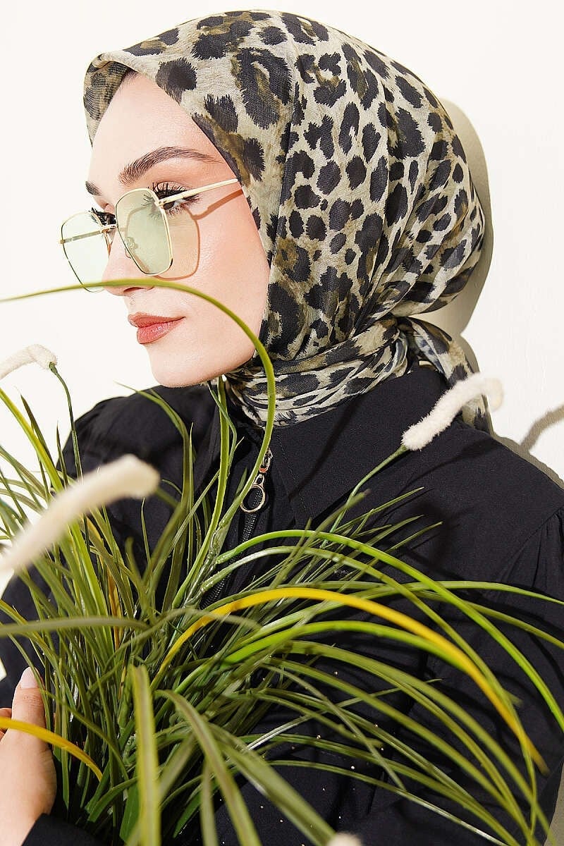 Leopar Serisi Cotton Eşarp Asorti 3