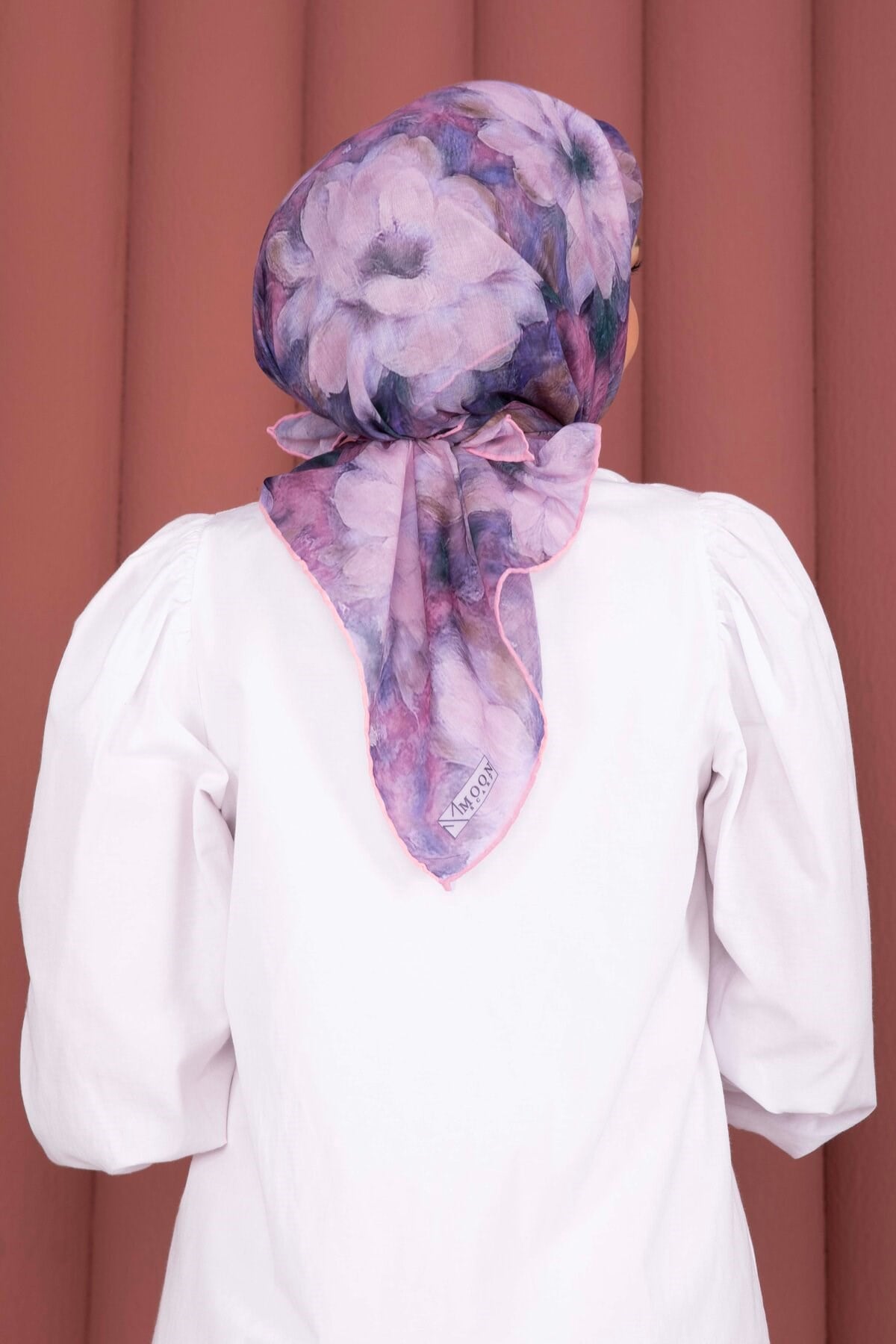 Lotus Çiçek Desenli Eşarp Serisi Pembe