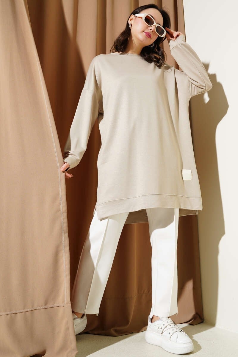 Loyşa Armalı Basic Tunik Bej