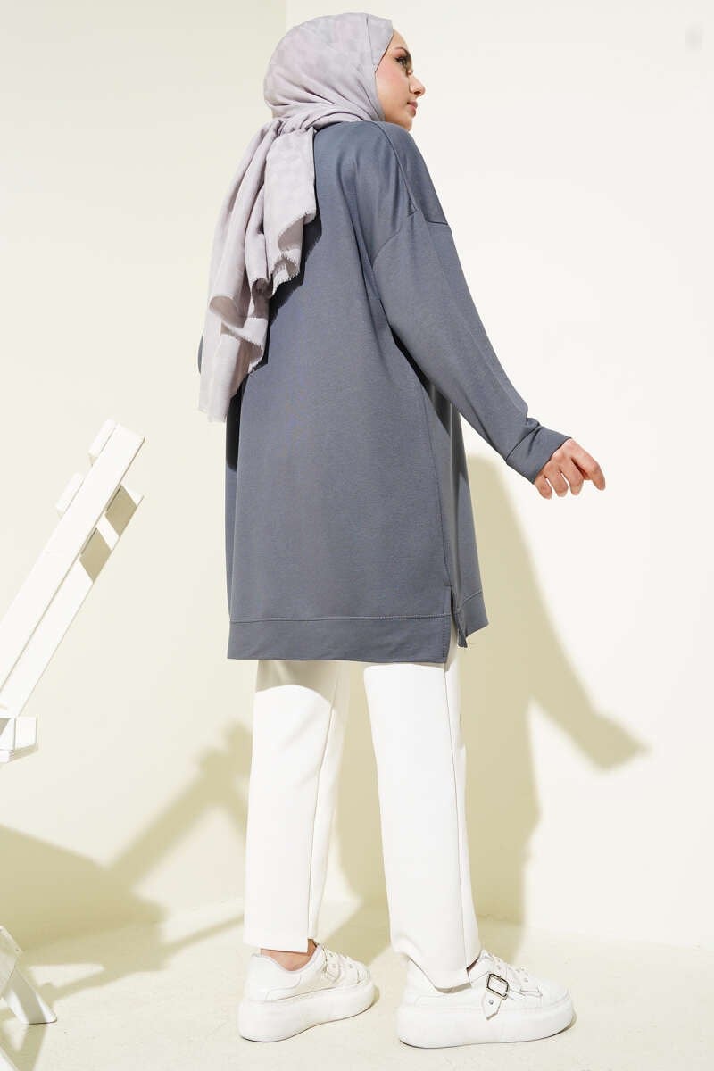 Loyşa Armalı Basic Tunik Füme