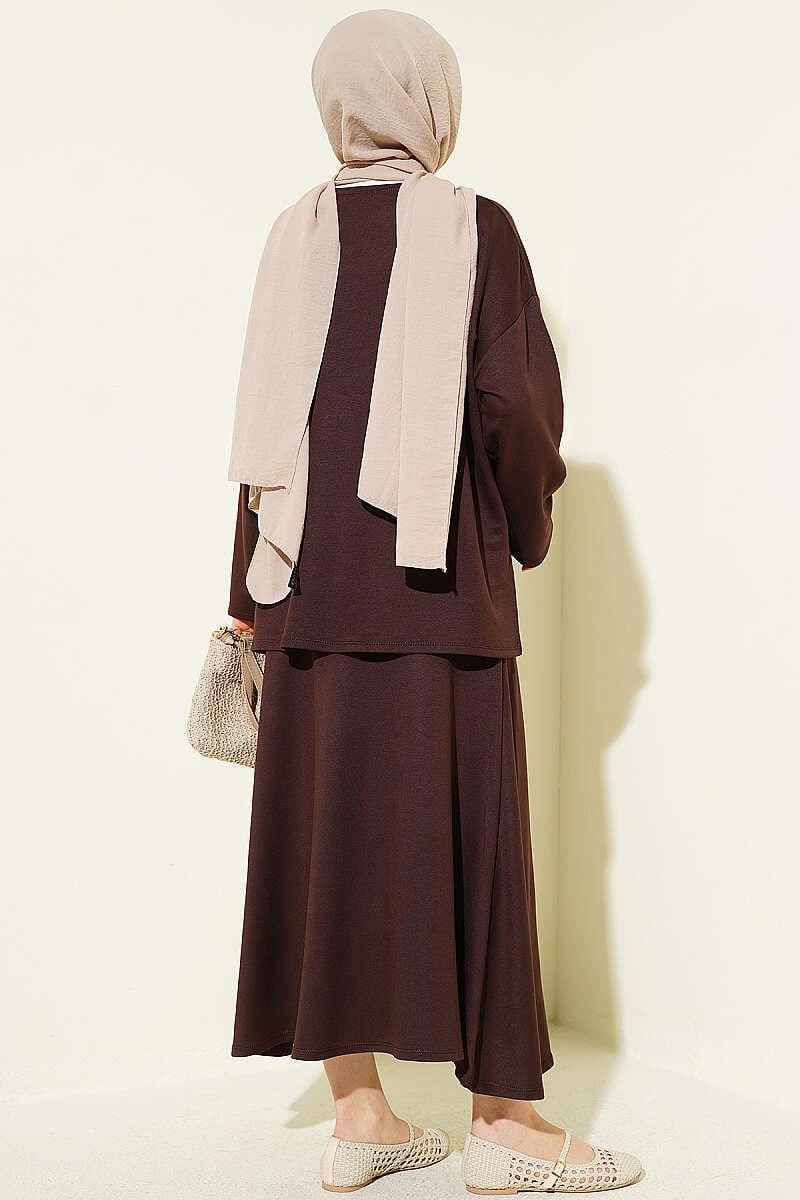 Loyşa Basic Tunik Etek İkili Takım Acı Kahve
