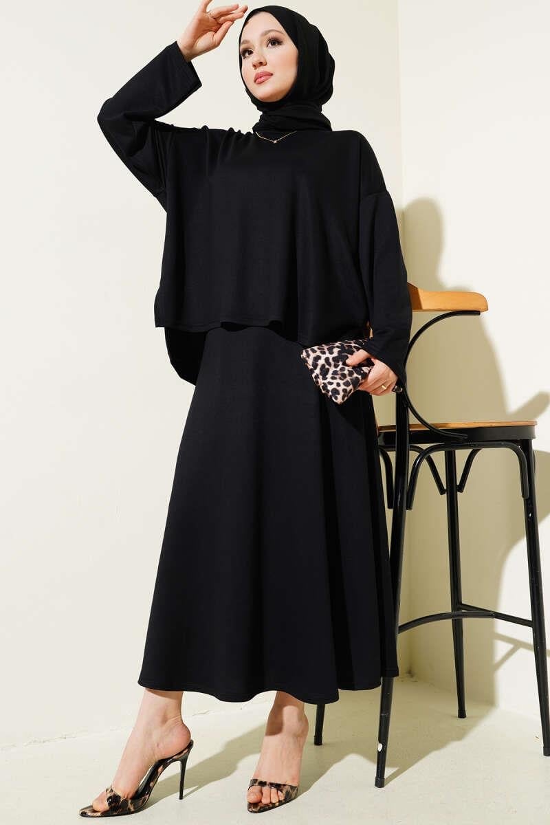 Loyşa Basic Tunik Etek İkili Takım Siyah