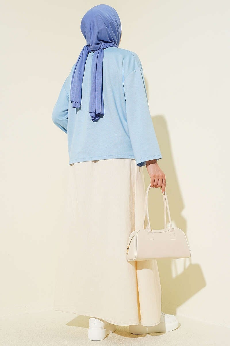 Loyşa Bilek Armalı Basic Bluz Bebe Mavi