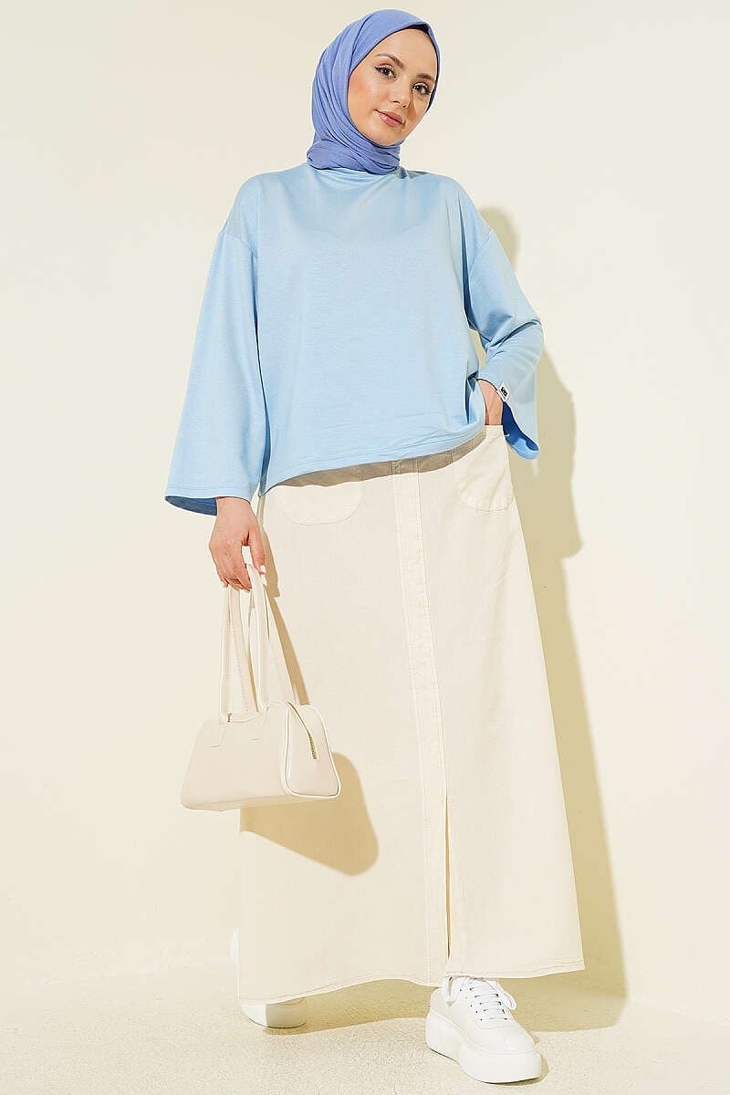 Loyşa Bilek Armalı Basic Bluz Bebe Mavi
