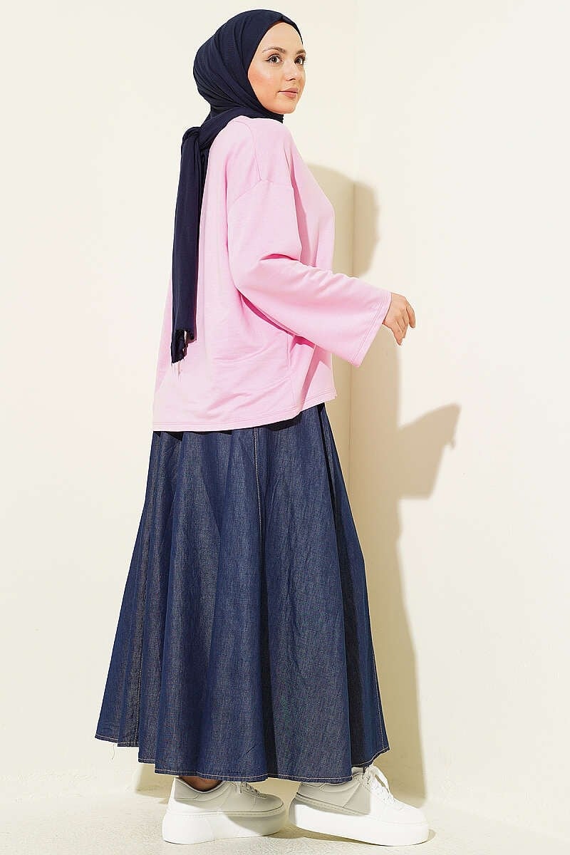 Loyşa Bilek Armalı Basic Bluz Pembe