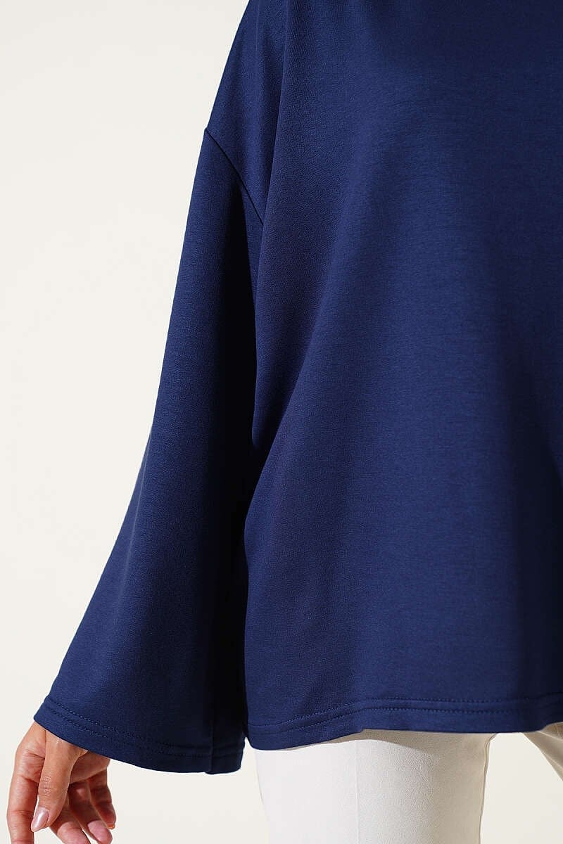 Loyşa Düşük Omuz Basic Tunik Koyu Lacivert