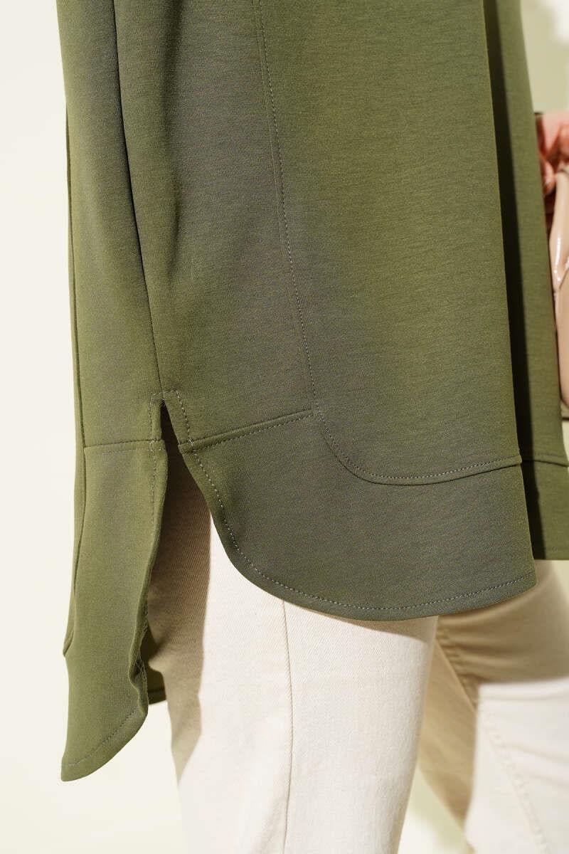 Loyşa Oval Kesim Oversize Tunik Haki